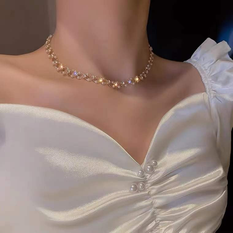 Colares com Pingente em Forma de Coração e Asas de Anjo Cor Prata Zircônia Cúbica 5A Estilo Minimalista Corrente na Clavícula Joias Femininas e para Meninas