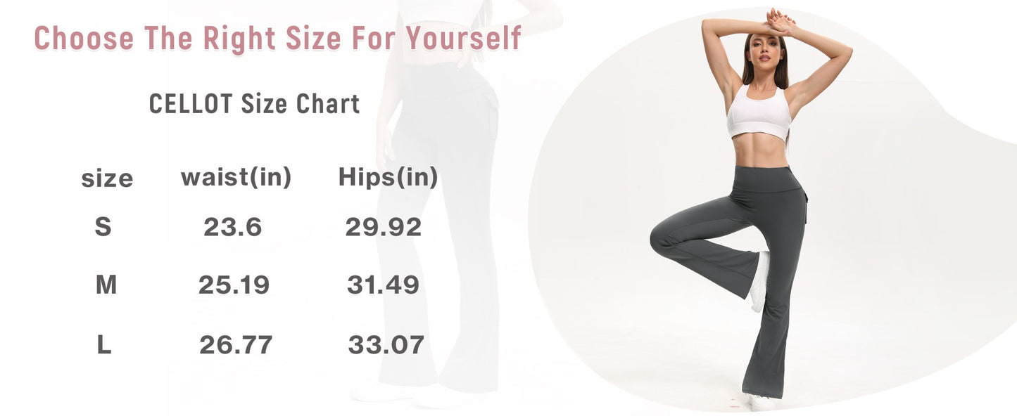Women's High Waisted Flared Yoga Pants with Pockets Tummy Control Bootcut Leggings for Gym Fitness Casual Wear