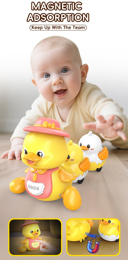 Brinquedos Musicais de Pato Rastejante para Bebês 3 Peças Pata Mãe Musical e Patinhos Brinquedo Interativo de Aprendizagem Precoce para Bebês Presente