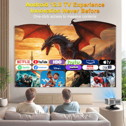 HORLAT 40000Lumens Android Projector Beamer 3D Cinema Full HD 1080P 4K Video Auto Focus Keystone Home Theater 5G WiFi Proyector