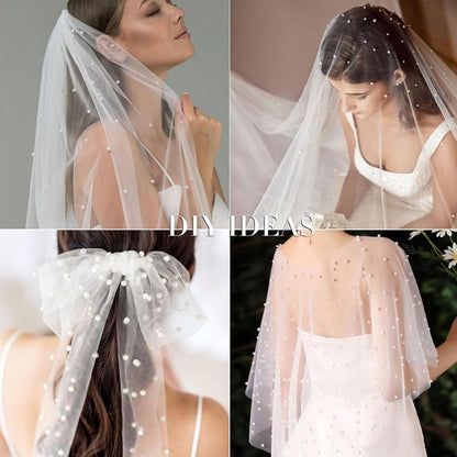 Pearl Tablecloth Wedding Lace Tablecloth Chiffon Tulle Table Cover Wedding Decoration Bridal Veil Party Flower Packaging