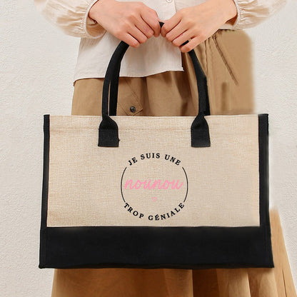 Text Printing Series Tote Bags Handbag Women's Beach Bags Reusable Large Capacity Shopping Bag for Lady