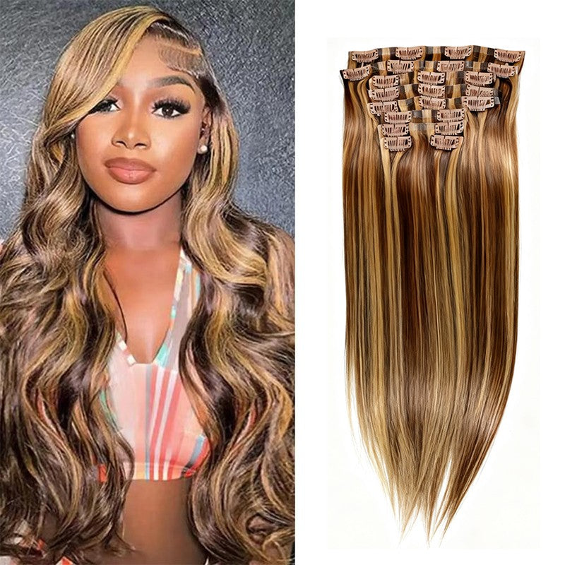 4/27 Destaque Presilha em Aplique de Cabelo Humano Real Cor 9 Peças/Conjunto de 14-22 Polegadas Presilha Brasileira em Extensões Lisas