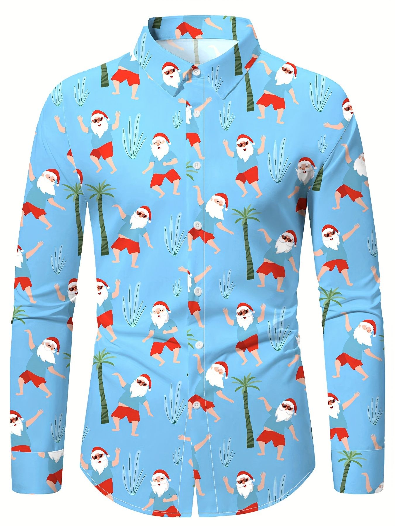 Christmas Festival Theme Men's 3D Printed Formal Shirts Santa Claus Elk Graphic Long Sleeve Shirt Fashion Men's Shirts For Men