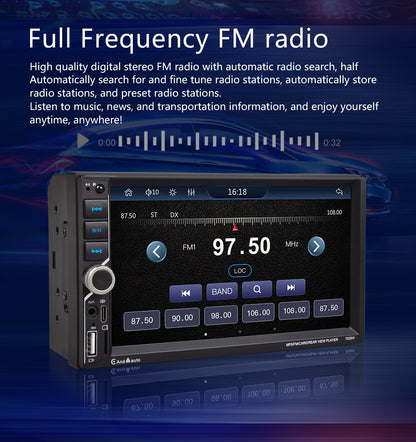 ESSGOO 7" For Carplay 2 Din Car Mp5 Radio Touch Screen Stereo FM Audio Stereo Player SD USB support BT Camera HD Mp5 Autoradio