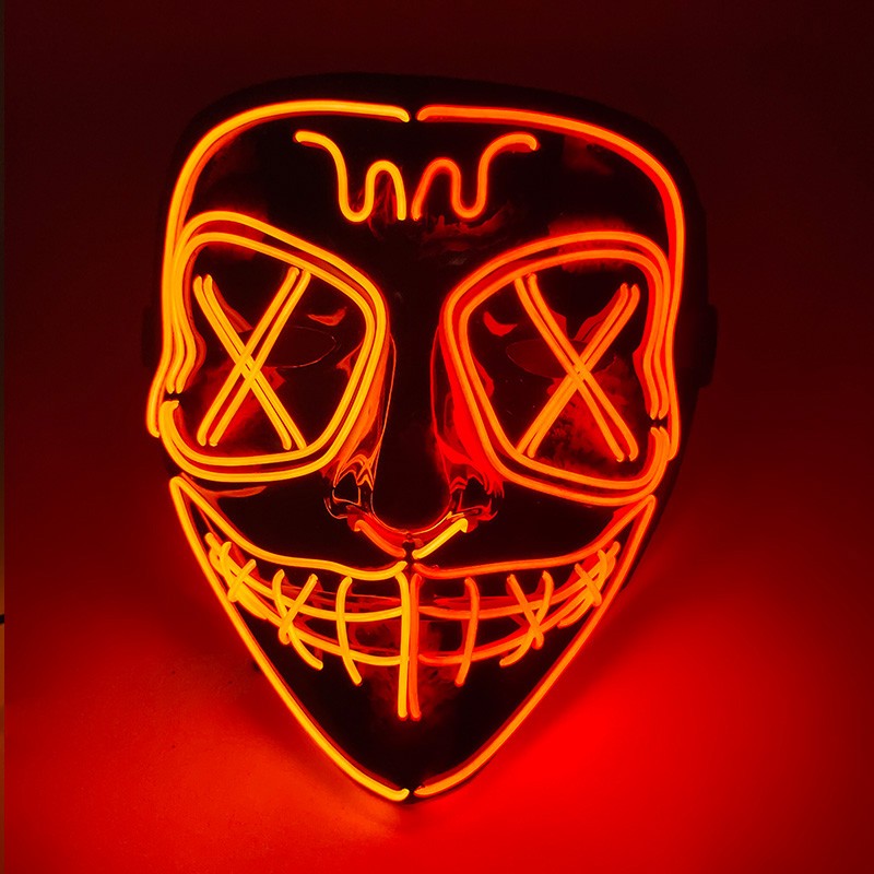 2026 Halloween Party Supplies Luminous LED Purge Mask Wireless EL Neon Light Full Face Mask Cosplay For Adult Glow In The Dark