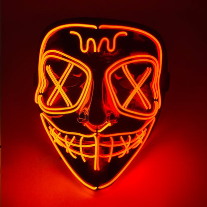 2026 Halloween Party Supplies Luminous LED Purge Mask Wireless EL Neon Light Full Face Mask Cosplay For Adult Glow In The Dark