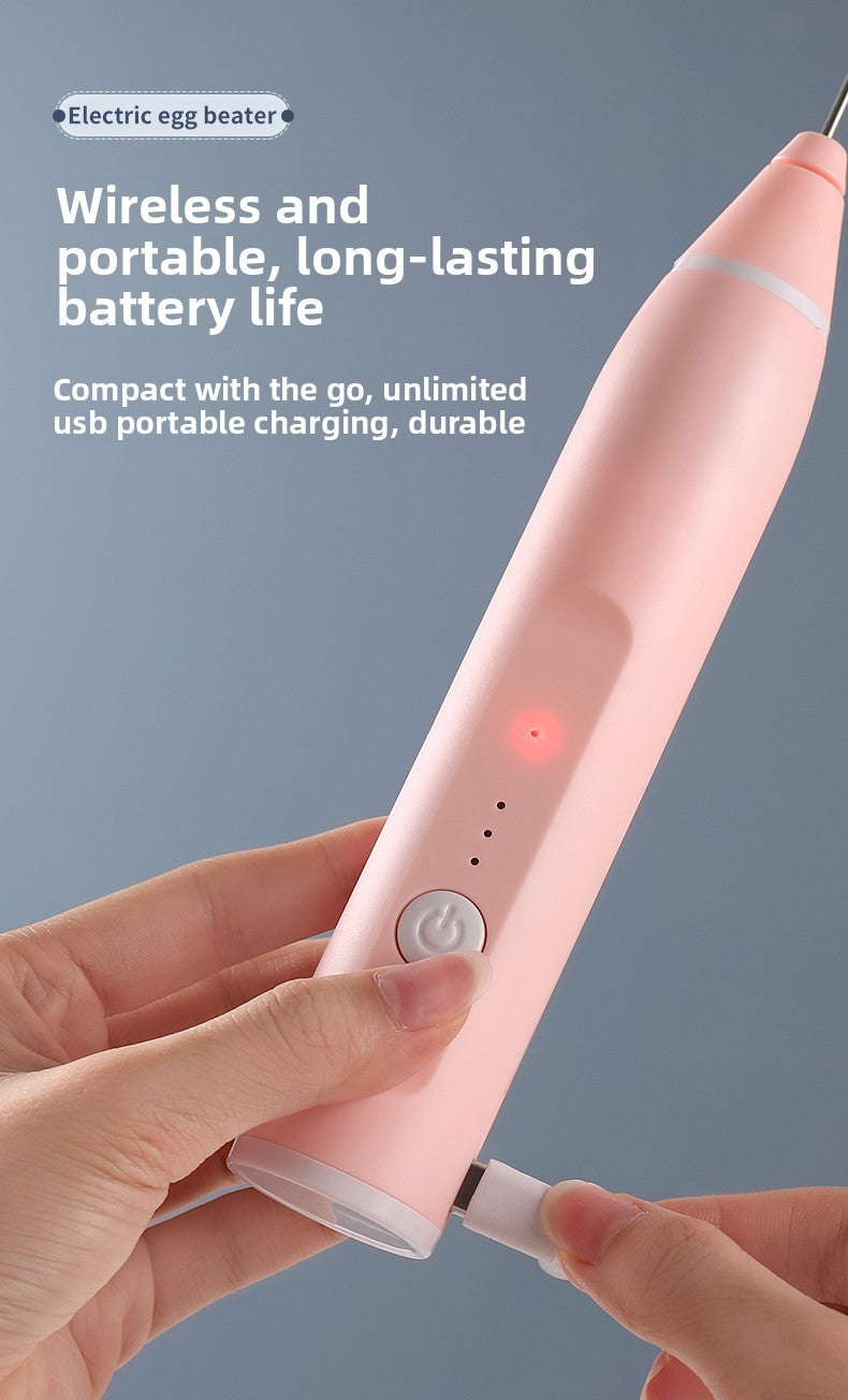Máquina de café elétrica, espumador de leite portátil, batedor de ovos, batedeira de creme para bolo e geleia recarregável de 3 velocidades, liquidificador de cozinha