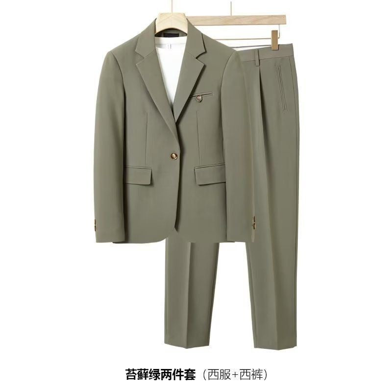 WVGA Spring Autumn New Man Turn-Down Collar Long Sleeve Blazers Niche Chic Casual Straight Suit Pants Two Pieces Sets Ins W14294