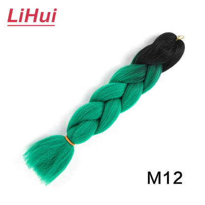 Cabelo Sintético Trança Jumbo 24 Polegadas Ombre Jumbo Extensão de Cabelo para Mulheres Tranças DIY Roxo Rosa Amarelo Cinza Lihu