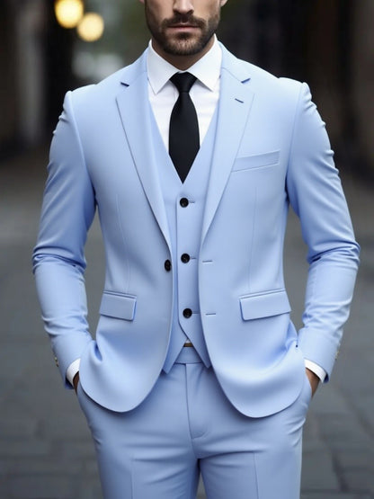 Men's Three-Piece White Suit, Anti-Wrinkle, No-Iron, Anti-Stick Fur Business Formal Suit, Four-Season Workplace Work Clothing Dr