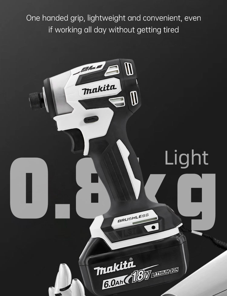 Parafusadeira de impacto Makita DTD173 18V sem escova, branca, para melhorias domésticas e projetos de bricolagem, 180 Nm, modo elétrico de madeira/parafuso/T