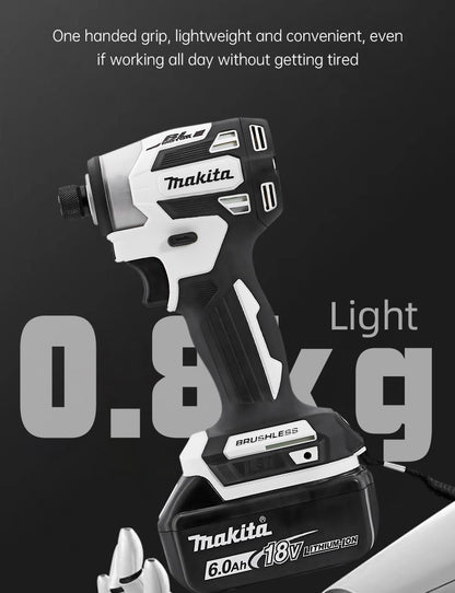 Parafusadeira de impacto Makita DTD173 18V sem escova, branca, para melhorias domésticas e projetos de bricolagem, 180 Nm, modo elétrico de madeira/parafuso/T