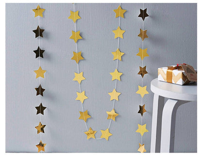 4M Paper Glitter Gold Blue Moon Star String Garland Hanging Banner Wall Party Decorations for Eid Mubarak Wedding DIY Decoration