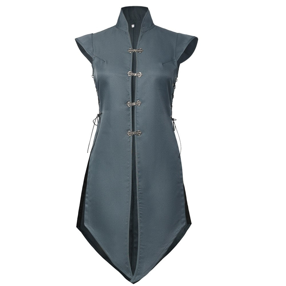 Mens Medieval Viking Vest Colete Vintage Sem Mangas Sobretudo Longo de Cavaleiro Renascentista Fantasia