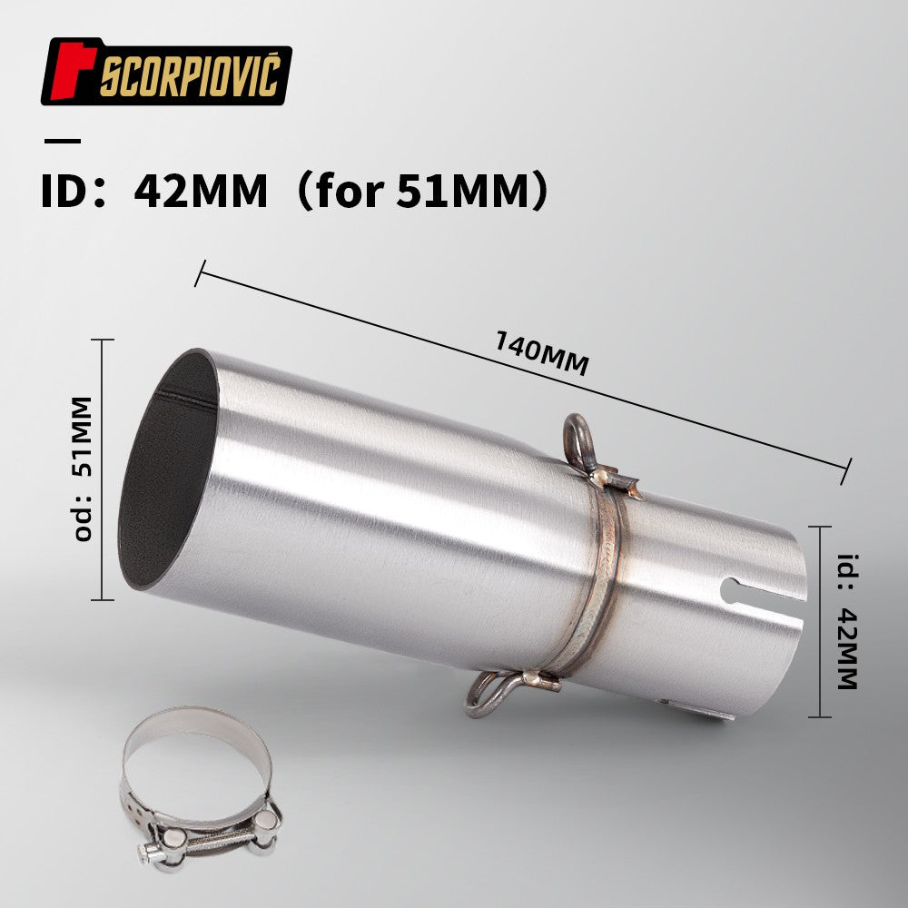 Motorcycle Universal Exhaust Mid Pipe OD 51mm ID 28-45mm Slip On Adapter Pipe Fit Most Motorbike Exhaust Mod