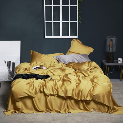 Lofuka Top Grade 100% Silk Green Bedding Set Queen King Silky Sexy Honeymoon Duvet Cover Bed Linen Flat Sheet Pillowcase