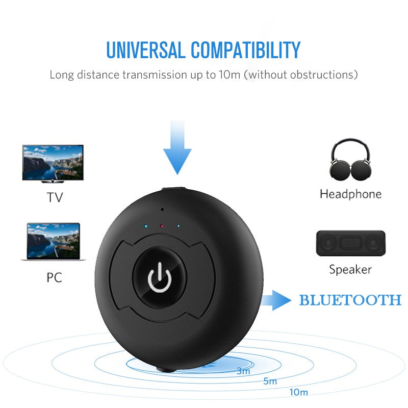 Bluetooth Spliter 5.0 Audio Transmitter for TV, PC Connect, 2 Headphones, 3.5mm AUX, Low Latency, Stereo Wireless Adapter
