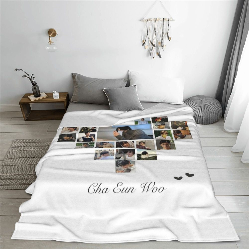 Cha EunWoo Kpop Astro Blankets Soft Warm Flannel Throw Blanket Cover for Bed Living room Picnic Travel Home Sofa