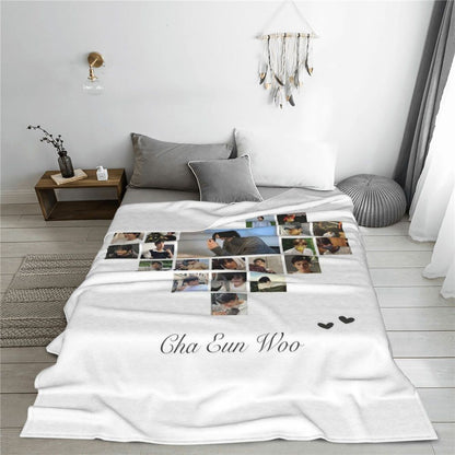 Cha EunWoo Kpop Astro Blankets Soft Warm Flannel Throw Blanket Cover for Bed Living room Picnic Travel Home Sofa