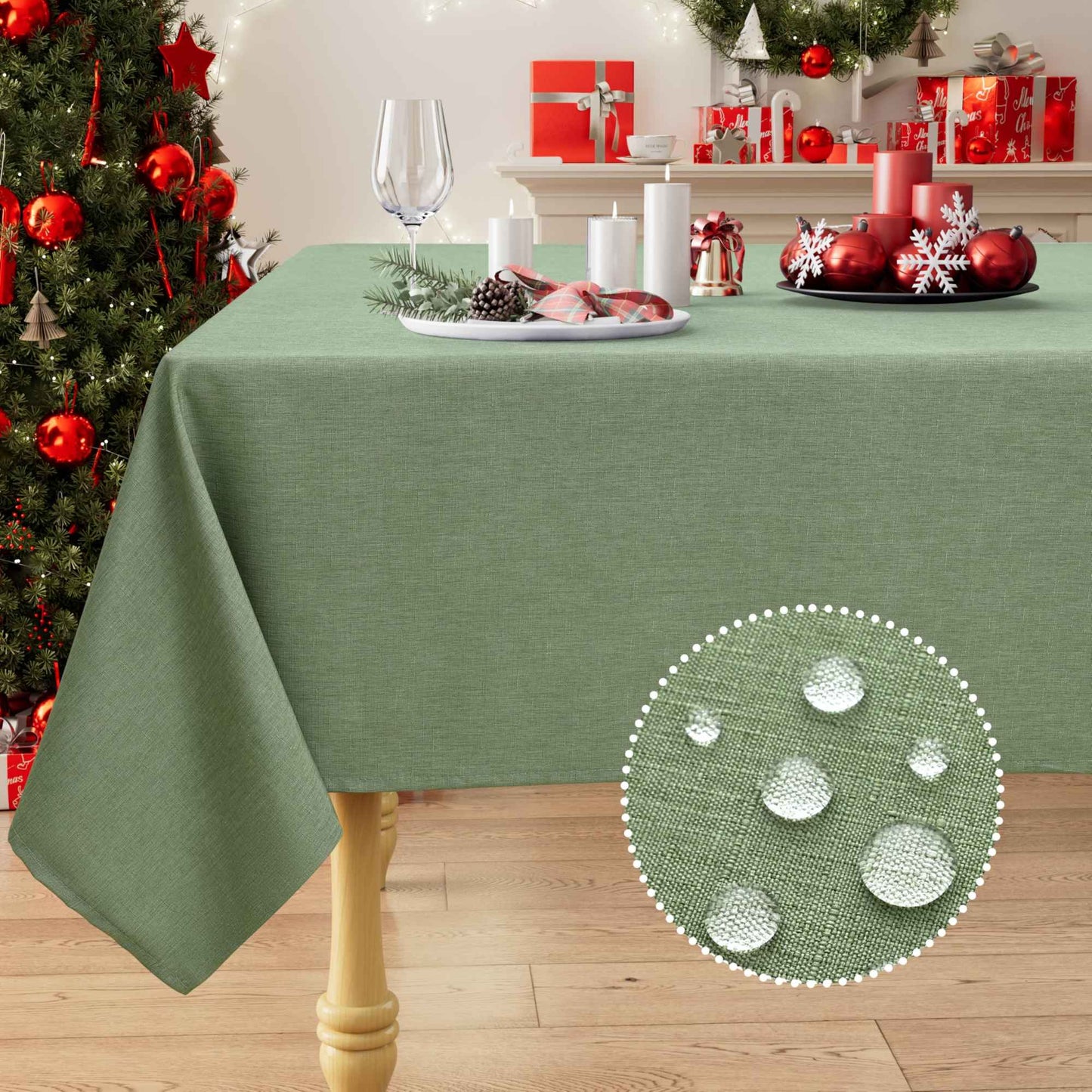 Homaxy Restuarant Rectangle Linen Tablecloths Waterproof Wipeable Fabric Table cloths Kitchen Dining Dirt-Repellent Table Covers