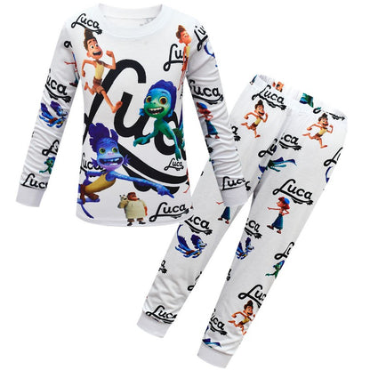 Pijama Infantil Disney Pixar Luca Desenho Animado Cosplay Roupa de Dormir Kawaii Pijama Luca Anime Manga Longa Roupa de Casa Pijama Infantil Presente