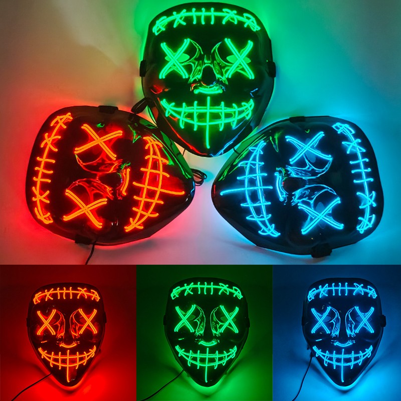 Wireless LED Purge Mask Halloween Horror Party Carnival Cosplay Costume Props Halloween Purge Masks 10 Colors LED Mask Men Women