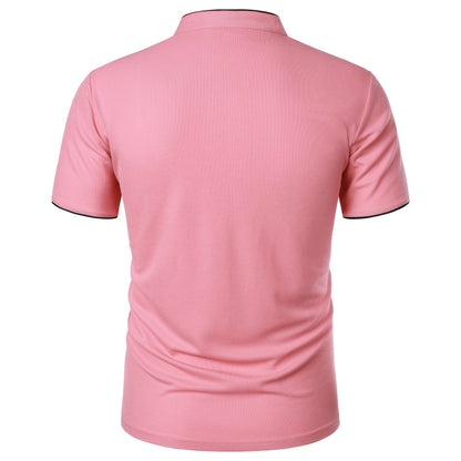 Men's short-sleeved stand-up collar top casual fashion daily solid color short-sleeved stand-up collar T-shirt casual top