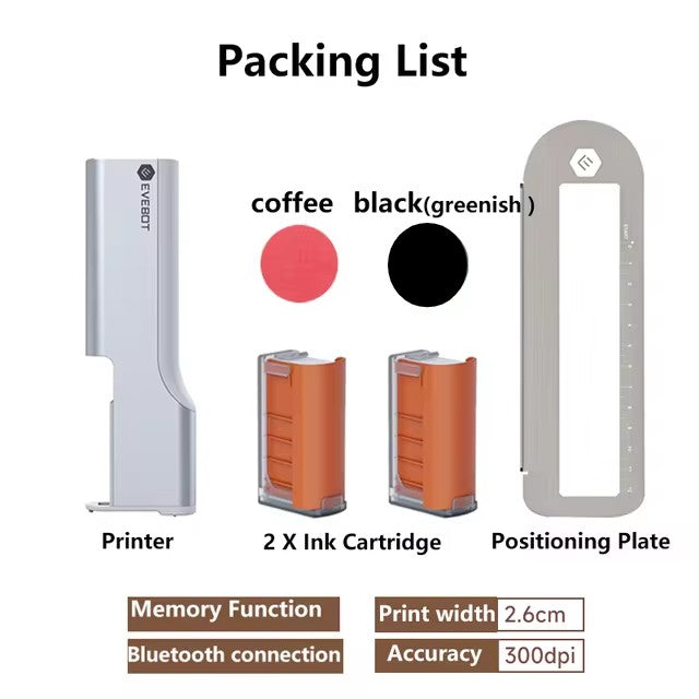 Coffee Latte Art Inkjet Printer EVEBOT for Bakery Coffee Shop Pubs Handheld Printers HD Printing On Food With Positioning Plate