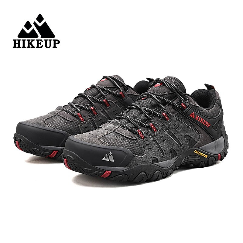 HIKEUP Tênis Masculino de Caminhada em Couro Camurça, Calçados Outdoor Resistentes ao Desgaste Masculinos para Trekking, Caminhada, Caça e Tênis Táticos