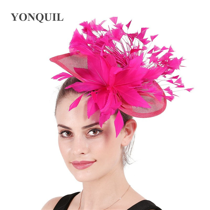 Fascinator de Cabelo com Clipe para Casamento - Pena Laranja Charmosa, Chapéu, Flor, Véu, Acessório de Cabelo de Noiva para Festas SYF678