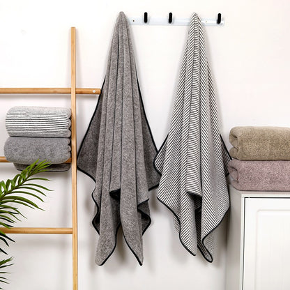 Bamboo charcoal fiber bath towel, dry hair cap, coral velvet, thickened shower gift, antibacterial towel, quick drying for men a