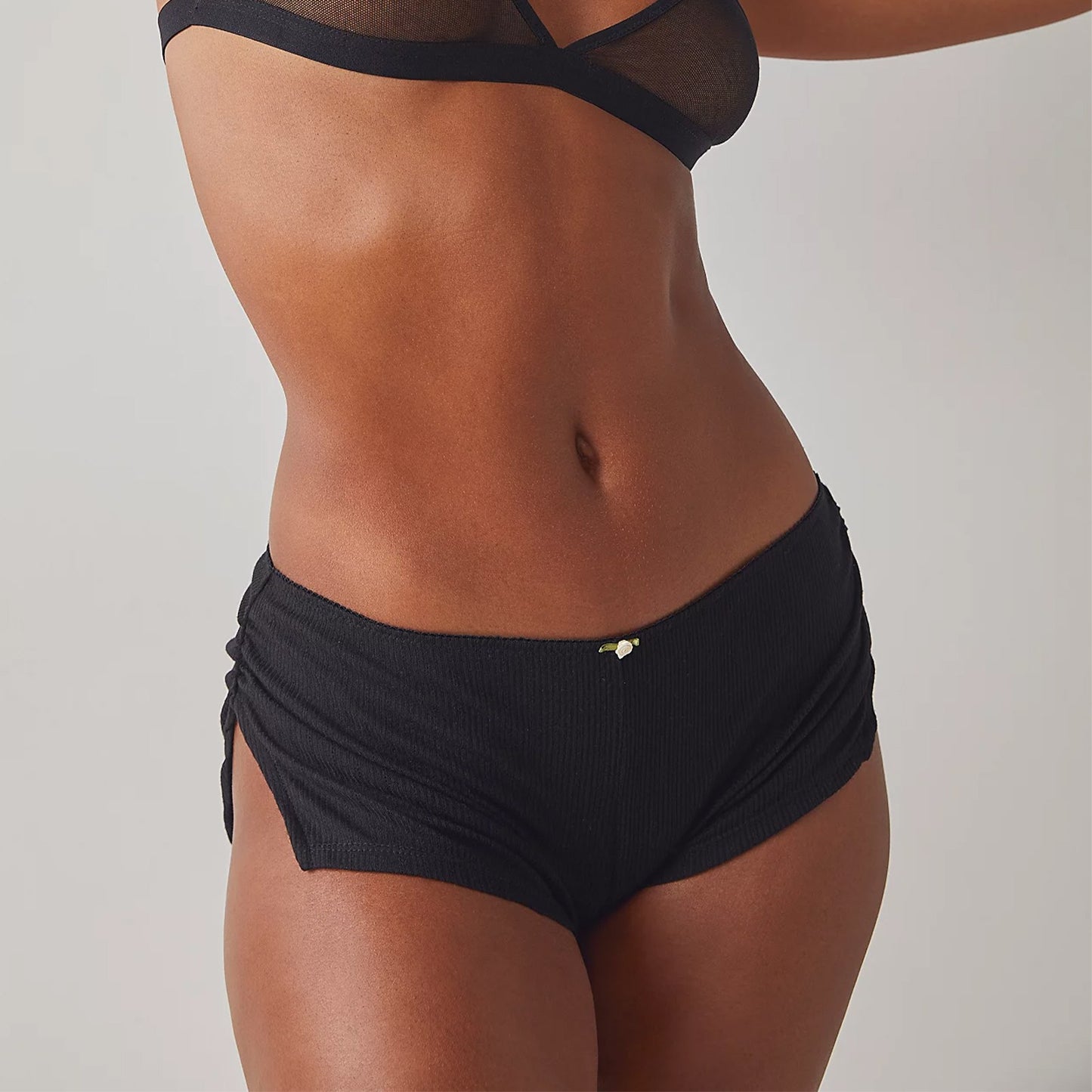 Women Side Split Shorts Pajama Shorts Y2K Soft Comfy Ruched Elastic Waist Lounge Pants Stretch Sleep Pj Bottoms Sleepwear