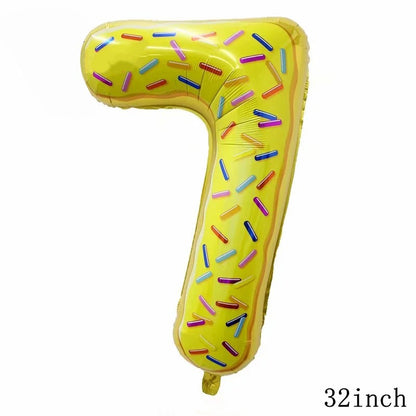 32Inch Donut globos Foil Balloon Fruit Ice Cream Helium Balloon Birthday Party Decoration Kids Toy Sweet Digital baby shower