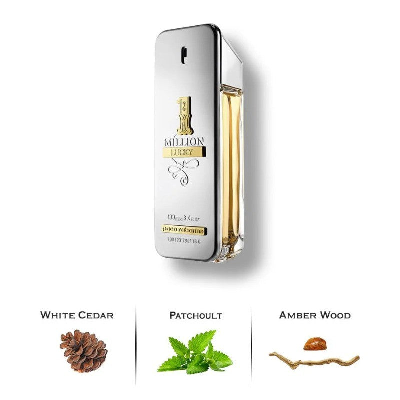 Paco Rabanne 1 Million Lucky Fragrance for Men Earthy and Woody Contains Notes of Hazelnut Greenplum and Ceda