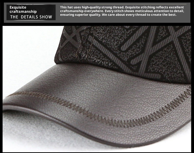 Classic Genuine Sheep Leather Baseball Cap for Men Adjustable Lightweight Breathable for Spring/Autumn