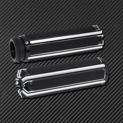 1'' Electronic Hand Grips Motorcycle 25mm Throttle Handle Bar Black/Chrome For Harley Softail FXDLS Breakout Touring FLHR Trike