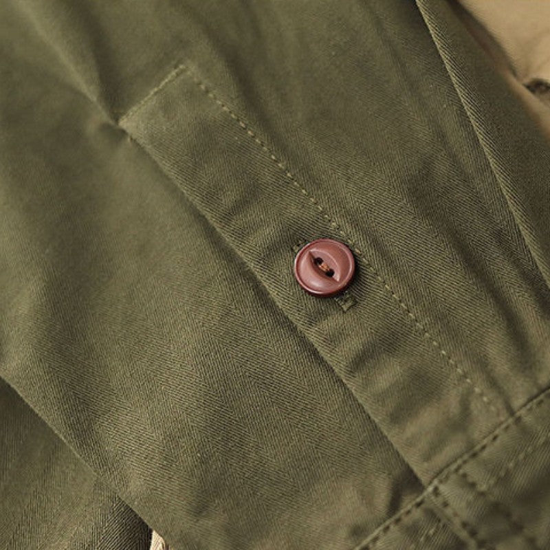 Gmiixder Men Cargo Long Sleeve Shirt Spring Autumn Hip Hop Jacket American Casual Retro Green Tough Man Workwear Shirt