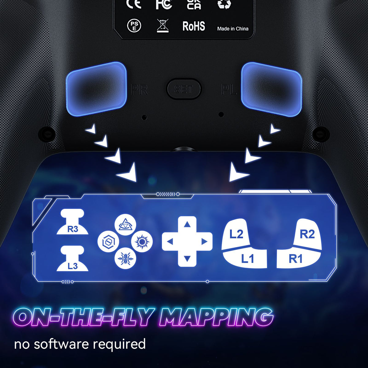 Controller For Playstation5 PS5/PS5 Pro/Slim/PC,RGB Wireless Gamepad Hall Effect Trigger Marco/Turbo Anti-Drift Game Joystick