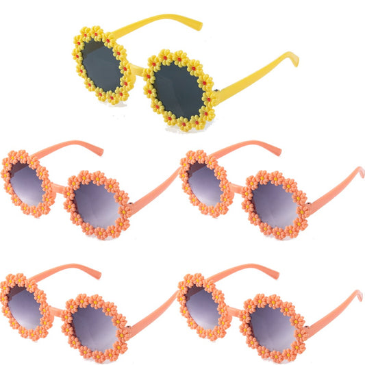 5pcs Colorful Daisy Flower Sunglasses Photo Glasses Kit Kids Girls Birthday Party Decor Summer Party Photo Props Wedding Favors