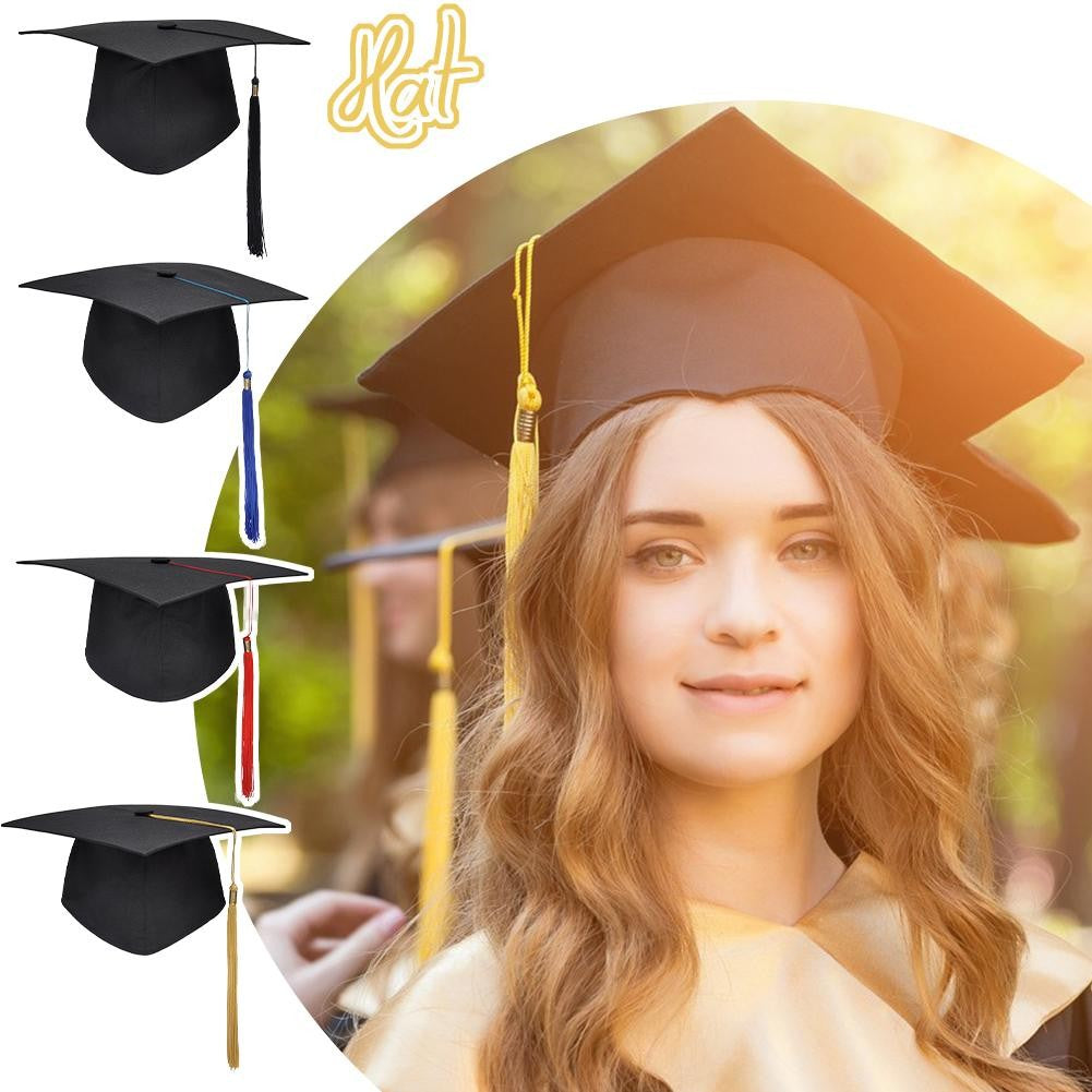 Black Adult Bachelor Caps Graduation Hat for Student 2023 Congratulation Graduation Party Decorations