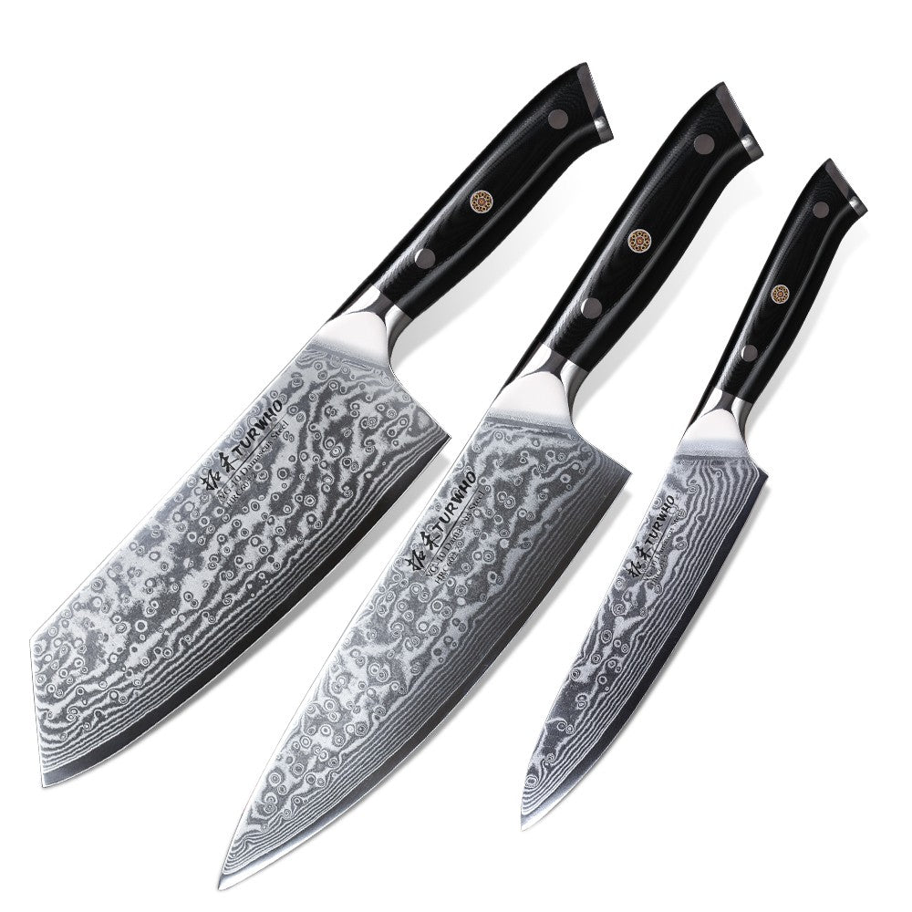 TURWHO Chef Knife 1-5 PCS Kitchen Knives Set 67 Layer Damascus Steel Japanese Nakiri Santoku Cleaver Slicing Bread Utility Knife