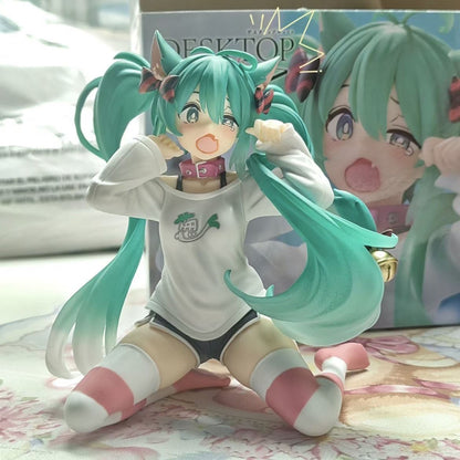 2026 ** 12cm Anime Hatsune Miku Action Figure with Cat Ear Long Sleeve Clothes PVC Model Toy for Children Gift Collectible