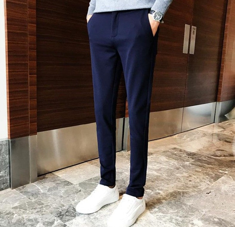 Fluid Tressed Man Suits Pants Black Office Slim Fit Trousers for Men Work Draped Clothes Offer Chinese Homme Spring Thin Casual