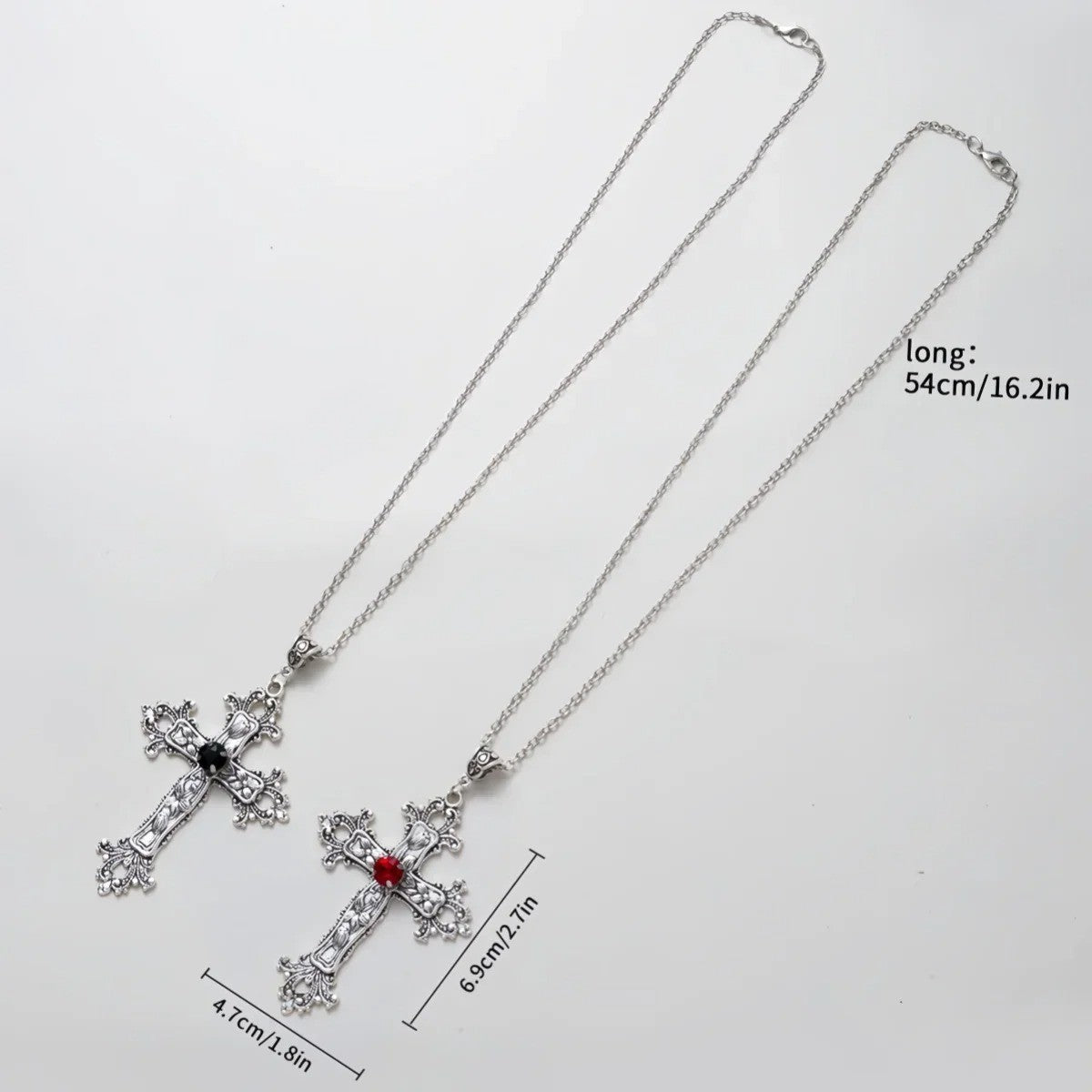 Colares com Pingente Grande de Cruz Punk Cristal para Mulheres Homens Gótico Corrente Clavicular Cruz Irregular Coleção Outono/Inverno Joias