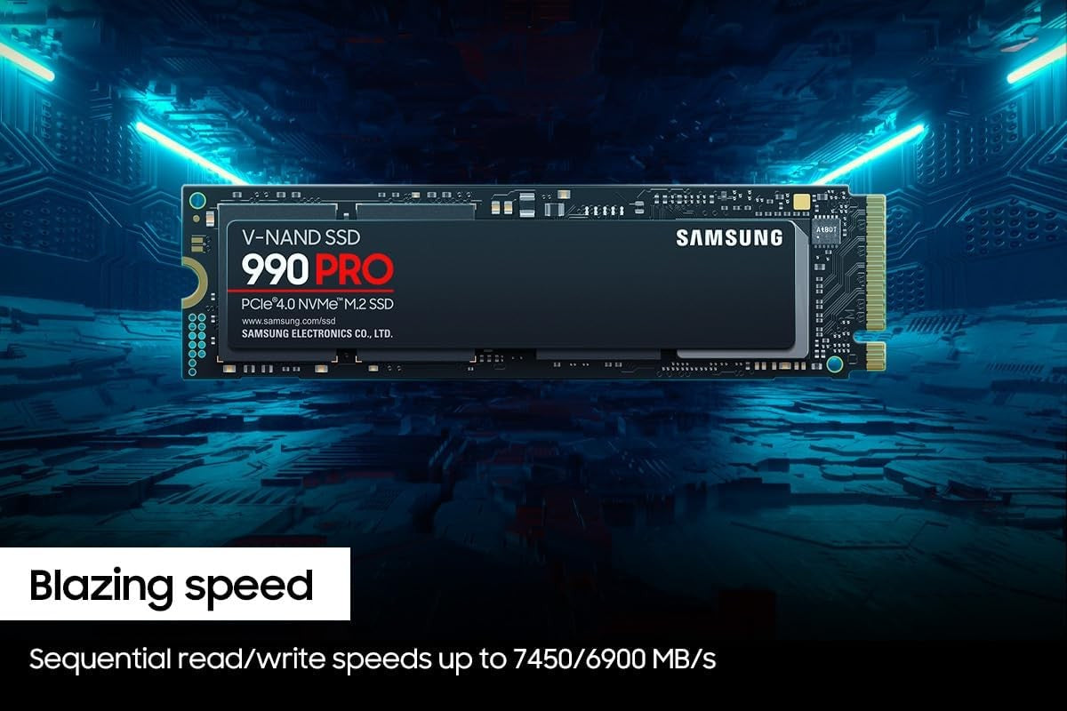 SSD SAMSUNG 990 PRO 4 TB PCIe 4.0 M.2 2280 Interno de Estado Sólido para Computação de Ponta Jogos Workstation de Uso Intenso