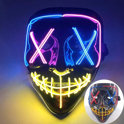 Wireless LED Purge Mask Halloween Horror Party Carnival Cosplay Costume Props Halloween Purge Masks 10 Colors LED Mask Men Women