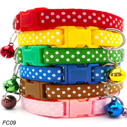 100Pcs Dog Collar With Bells Adjustable customize Necklace Puppy Kitten Collar Accessories Pet Shop Products Rabbit Neck Strap