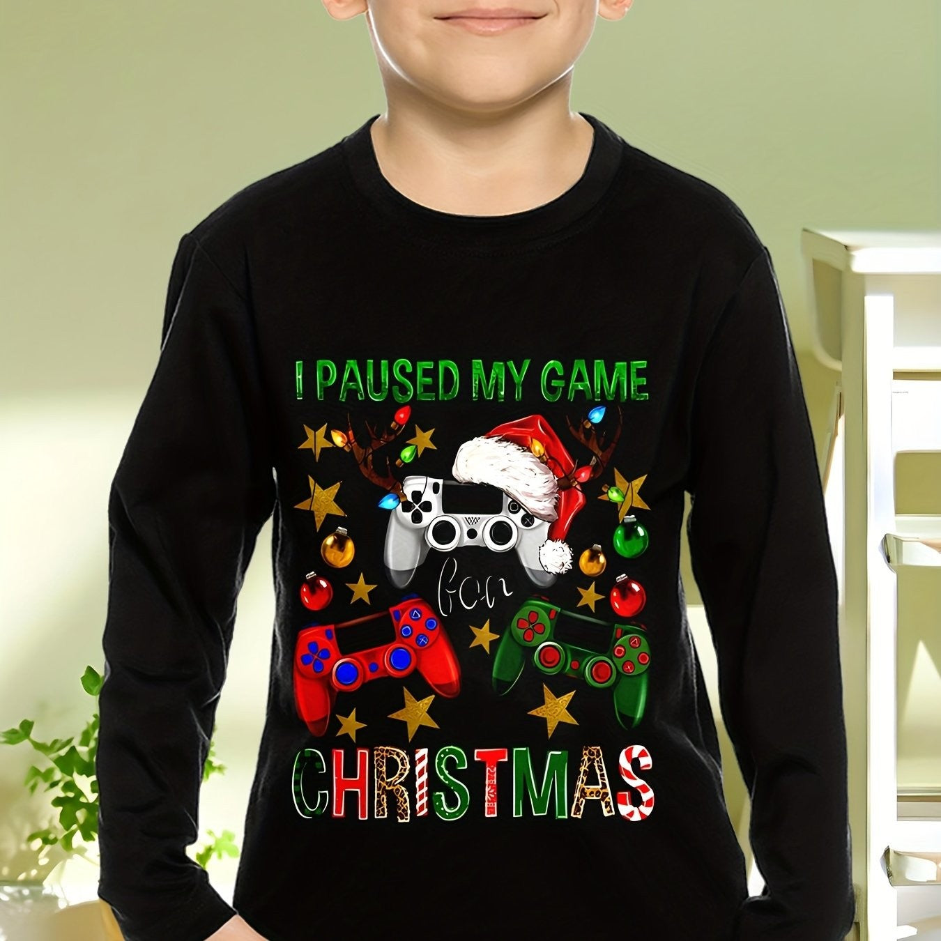 Children's Clothing Boys Tshirt Long Sleeve Santa Claus Print Children Spring Fall Clothes Stylish Christmas Party Girl Clothes