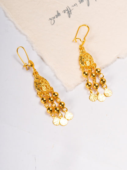AU999 24K Gold Women's Ear Hanging Earrings - Elegant Dangle Jewelry